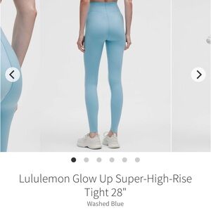 Lululemon high-rise glow up tight 28 inch washed blue NWT size 12